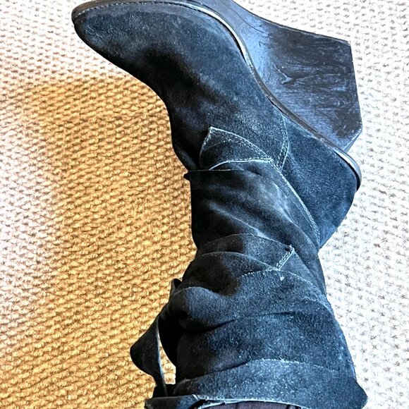 Jeffrey Campbell Black Suede Wedge Adjustable Wrap Boots Sz 8 - Picture 13 of 15